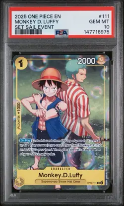 PSA 10 Monkey D. Luffy 111 Set Sail Event One Piece Promos One Piece 2025 - Image 1