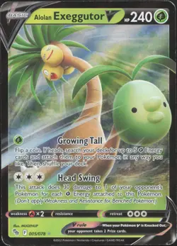 Alolan Exeggutor V 005/078 Holo V Rare Pokemon GO Pokemon Moderately Played - Image 1