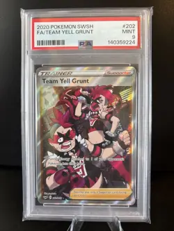 PSA 9 MINT Pokemon Sword And Shield Base Team Yell Grunt Full Art #202/202 - Image 1
