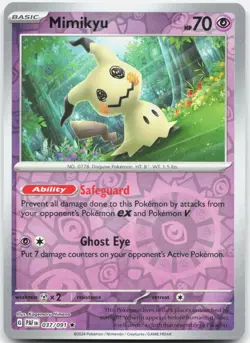 Mimikyu 037/091 Rare Paldean Fates Pokemon Reverse Holo Near Mint - Image 1