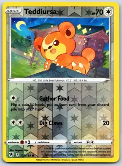 Teddiursa 122/189 Common Astral Radiance Pokemon Reverse Holo Near Mint - Image 1