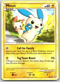 Minun 34/95 Uncommon HGSS Unleashed Pokemon Near Mint - Image 1