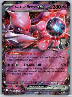 Team Rocket's Mewtwo ex 081/182 Double Rare Destined Rivals Pokemon Near Mint - Image 1
