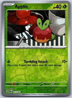 Applin 017/167 Common Twilight Masquerade Pokemon Reverse Holo Near Mint - Image 1