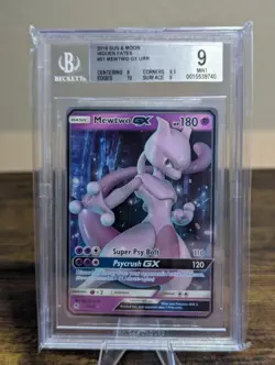 2019 Pokemon Hidden Fates Mewtwo GX 31/68 Holo Ultra Rare BGS 9 - Image 1
