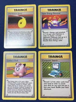 Pokemon Lot 4 Base Set Clefairy Doll Dev Spray Comp Search 70-72 79/102 Trainer - Image 1