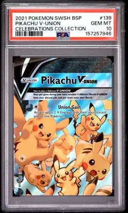 2021 POKEMON SWSH BLACK STAR PROMO #139 PIKACHU V-UNION PSA 10 - Image 1