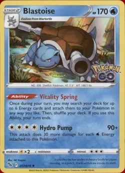 Pokemon TCG Blastoise 017/078 Pokemon GO R Holo NM/M - Image 1