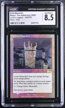 MTG Grim Monolith Foil Urza's Legacy 1999 CGC 8.5 English JSA Check - Image 1
