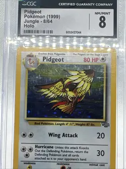 1999 Jungle Pidgeot Holo Pokemon Card 8/64 CGC 8 - Image 3