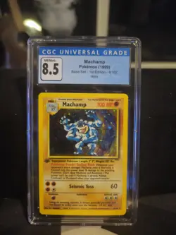 CGC 8.5 Machamp 1999 Base Set German 1st Edition 8/102 Holo Pokemon Card - Image 1