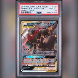 PSA 10 Umbreon & Darkrai GX 125/236 Unified Minds 2019 Sun & Moon Pokemon Card - Image 1