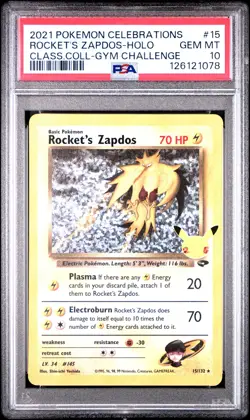 2021 POKEMON CELEBRATIONS CLASSIC COLL #15 ROCKET'S ZAPDOS-HOLO PSA 10 - Image 1
