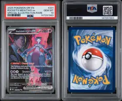 2025 POKEMON DRI EN-DESTINED RIVALS TEAM ROCKETS MEWTWO EX #231 SIR PSA 10 - Image 3