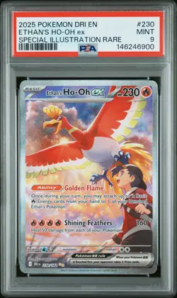 2025 POKEMON DRI EN-DESTINED RIVALS #230 ETHAN'S HO-OH EX PSA 9 - Image 1