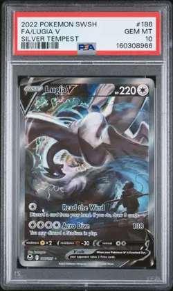 2022 POKEMON SWORD & SHIELD SILVER TEMPEST #186 FULL ART/LUGIA V PSA 10 - Image 1