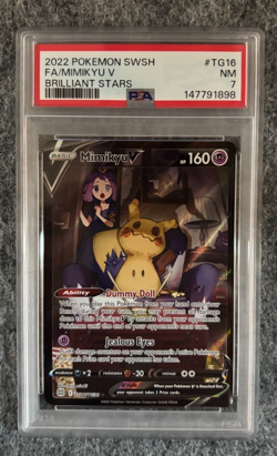 2022 POKEMON SWORD & SHIELD BRILLIANT STARS; MIMIKYU V #TG16/30 PSA 7 - Image 1
