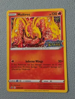 Pokemon Moltres Stamped Holo SWSH185 Brilliant Stars Promo Deck - Image 1