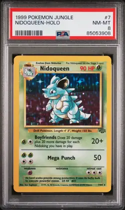 Nidoqueen Unlimited Holo 7/64 Jungle Pokemon PSA 8 - Image 1