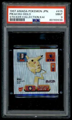 Pokemon Japanese Amada Sticker 1997 415 Pikachu Holo Collection PSA 9 80169938 - Image 1