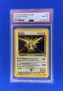 Zapdos 20/130 Base Set 2 - RARE HOLO - 2000 Pokemon Game PSA 8 - Image 1