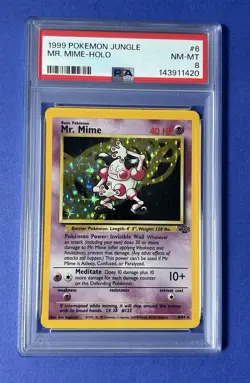 1999 Pokemon Jungle Mr Mime Holo #6 PSA 8 NM-MT - Image 1