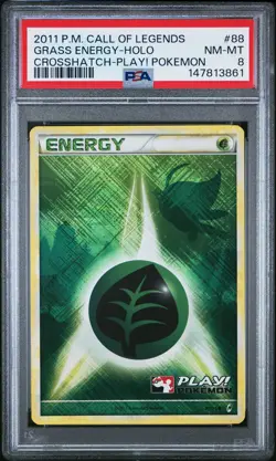 2011 POKEMON CALL OF LEGENDS CROSSHATCH HOLO #88 GRASS ENERGY PSA 8 - Image 1