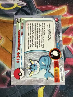 2000 Topps Pokemon TV Animation Edition Series 3 #134 Vaporeon Holo Foil - Image 2