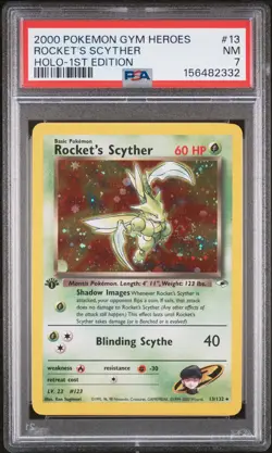 2000 POKEMON GYM HEROES HOLO-1ST EDITION #13 ROCKET'S SCYTHER PSA 7 - Image 1