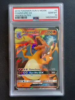 PSA 10 Charizard GX 9/68 Hidden Fates Sun Moon Gem Mint Pokemon Card New Cert - Image 1