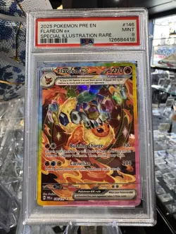 2025 Pokemon Flareon ex 146/131 Sv: Prismatic Evolutions Holo SIR PSA 9 - Image 1