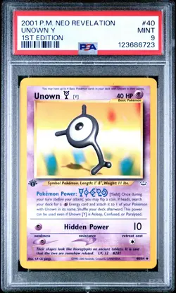 2001 POKEMON NEO REVELATION 1ST ED #40 UNOWN Y PSA 9 - Image 1