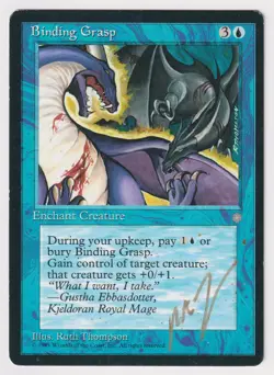 Miscut Gold Signed Binding Grasp HP Ice Age Artist Ruth Thompson 1995 MTG Magic! - Image 1