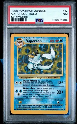 1999 POKEMON JUNGLE NO SYMBOL #12 VAPOREON-HOLO PSA 7 - Image 1