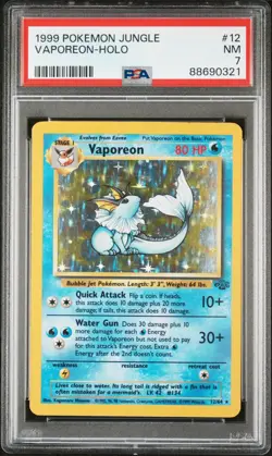1999 Pokemon Vaporeon Holo 12/64 Jungle PSA 7 - Image 2