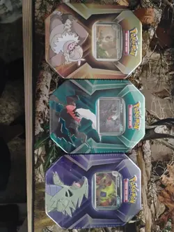 Pokemon TCG Exclusive Triple Whammy Tin Set Collector Tins Set of 3 Sealed. - Image 1