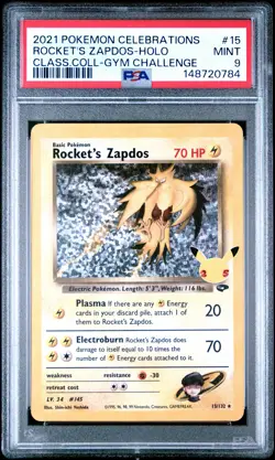 2021 Pokemon Celebrations Classic Collection #15 Rocket'S Zapdos-Holo PSA9 - Image 1