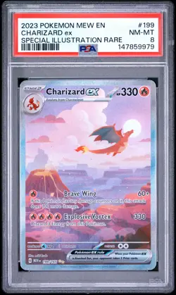 2023 Pokemon Mew EN-151 Charizard EX Special Illustration Rare PSA 8 #199 - Image 1