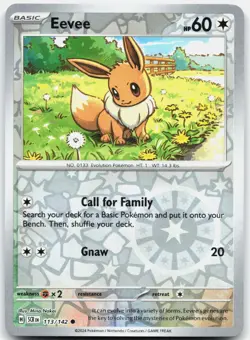 Eevee 113/142 Common Stellar Crown Pokemon Reverse Holo Near Mint - Image 1