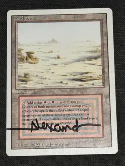 MTG Magic the Gathering Revised Edition Badlands Dual Land AUTOGRAPHED - NM - Image 1