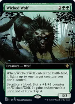 x1 Wicked Wolf - Foil - Extended Art R MTG Throne of Eldraine M/NM, English - Image 1