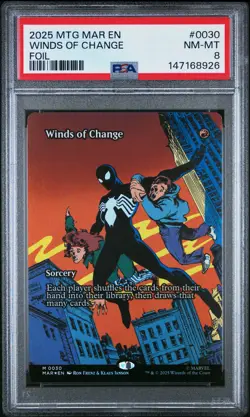 2025 MTG MARVEL'S SPIDER-MAN: SOURCE MATERIAL FOIL #0030 WINDS OF CHANGE PSA 8 - Image 1