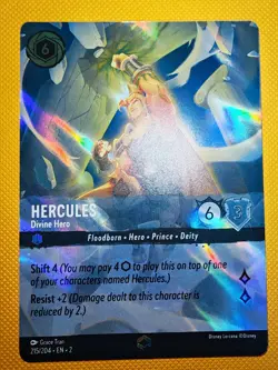 Disney Lorcana TCG Rise Of The Floodborn Hercules Divine Hero 215/204 Enchanted - Image 1