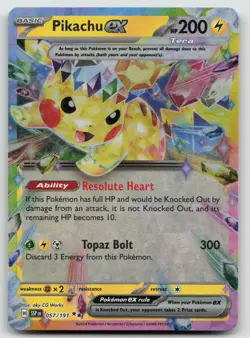 Pikachu ex 057/191 Surging Sparks Pokemon NM - Image 1