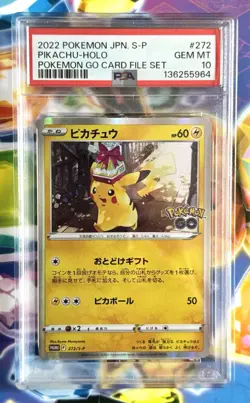 Pokemon Pikachu Pokemon Go Card File Set Japanese Holo Promo 272/S-P PSA 10 - Image 1