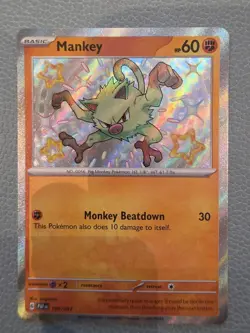 Pokemon TCG Mankey Card Paldean Fates Baby Shiny 169/091 - Image 1
