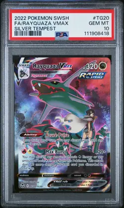 2022 POKEMON SWORD & SHIELD SILVER TEMPEST #TG20 FULL ART/RAYQUAZA VMAX PSA 10 - Image 1