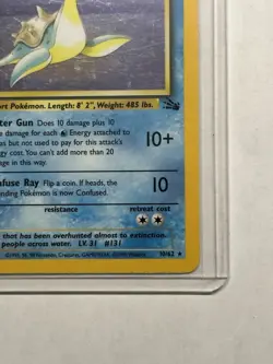 Pokemon TCG Fossil Lapras 10/62 Holo Rare EN 80 HP 1st Edition - Image 4