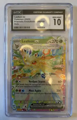 Leafeon ex 006/131 2025 Pokemon Prismatic Evolutions Holo CGC Gem Mint 10 - Image 1