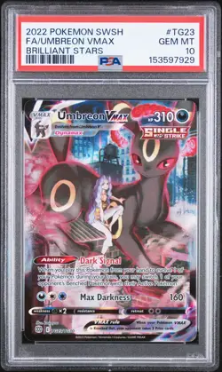 2022 POKEMON SWORD & SHIELD BRILLIANT STARS #TG23 FULL ART/UMBREON VMAX PSA 10 - Image 1